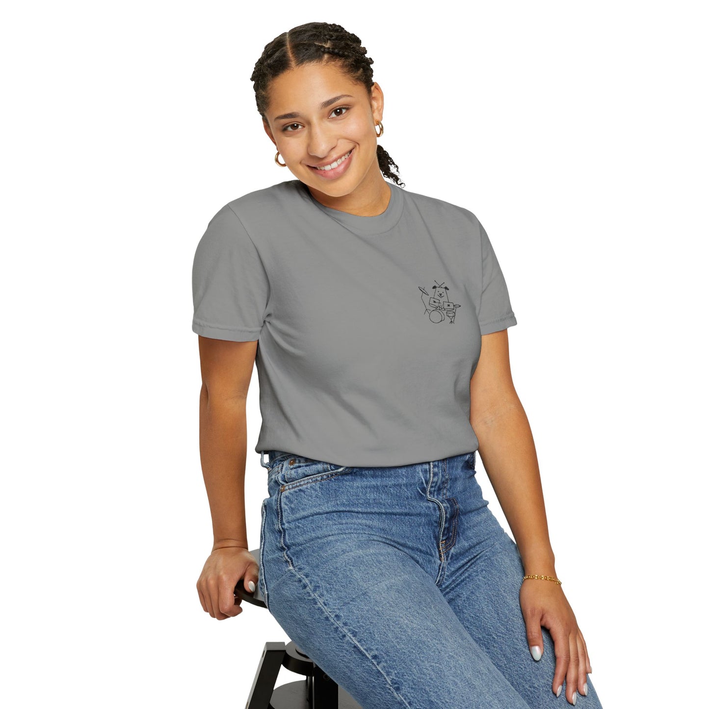 Dog Drummer Embroidered Tee