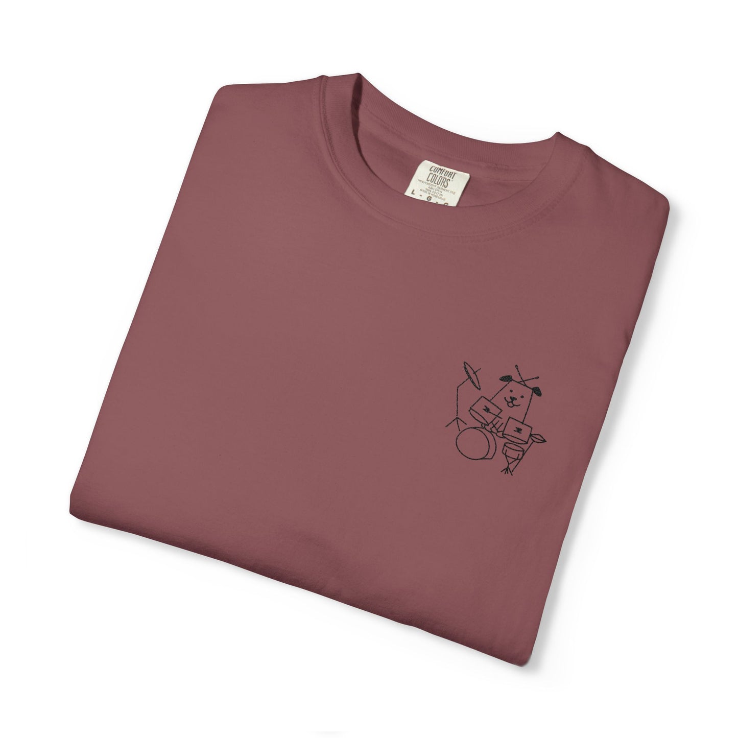 Dog Drummer Embroidered Tee