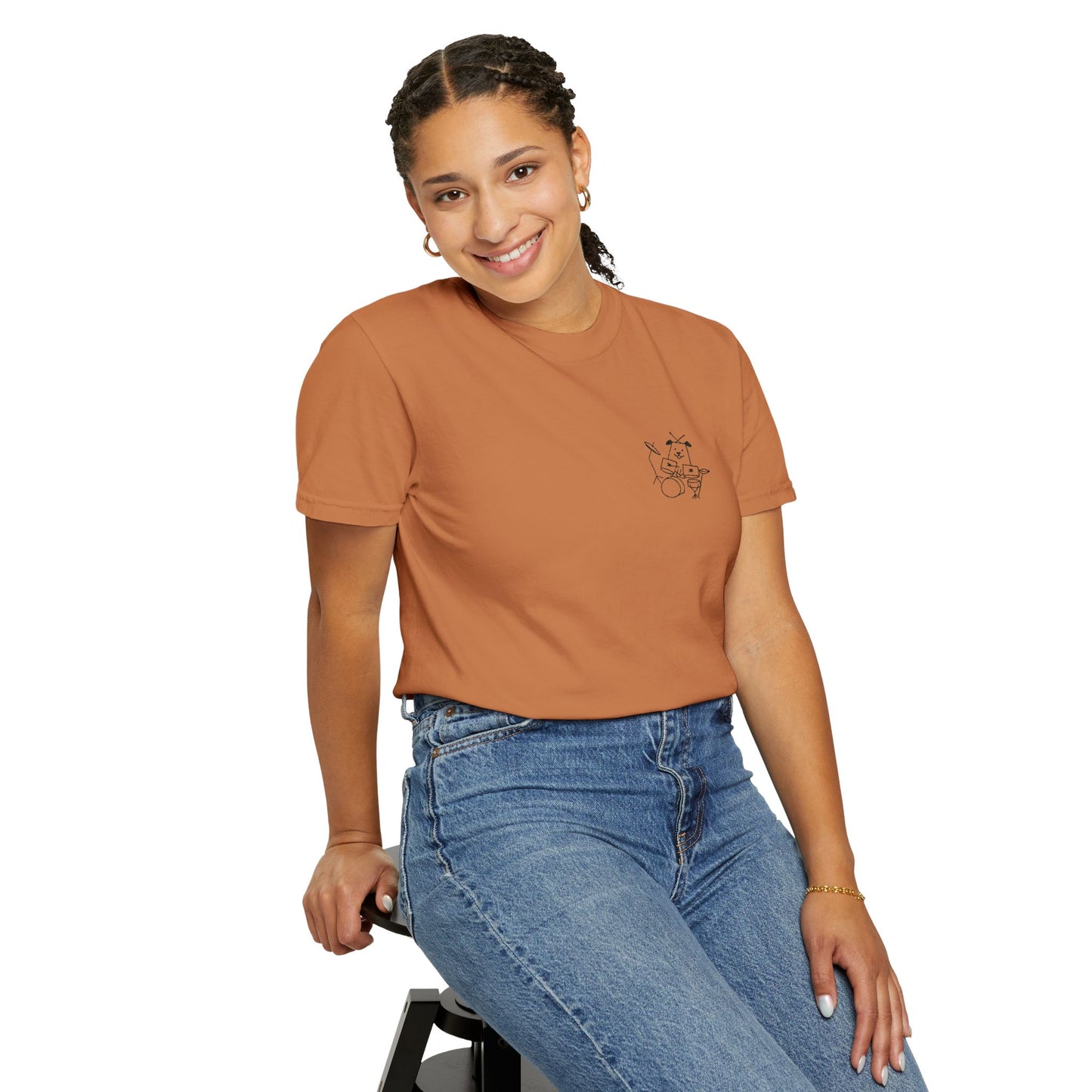 Dog Drummer Embroidered Tee